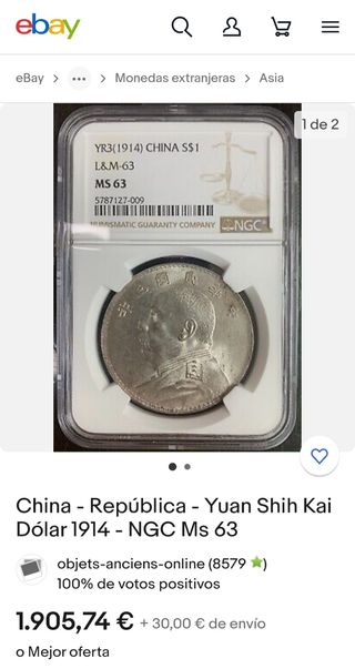 CHINA. (1914) Año 3. Dollar. (Y-329). Yuan Shih-k