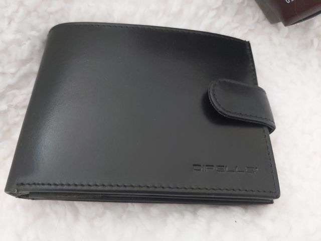 Carteira em pele para homem, preto, Dipelle