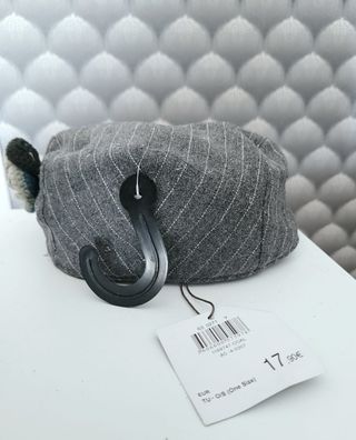Boina tipo newsboy de rayas finas gris talla única