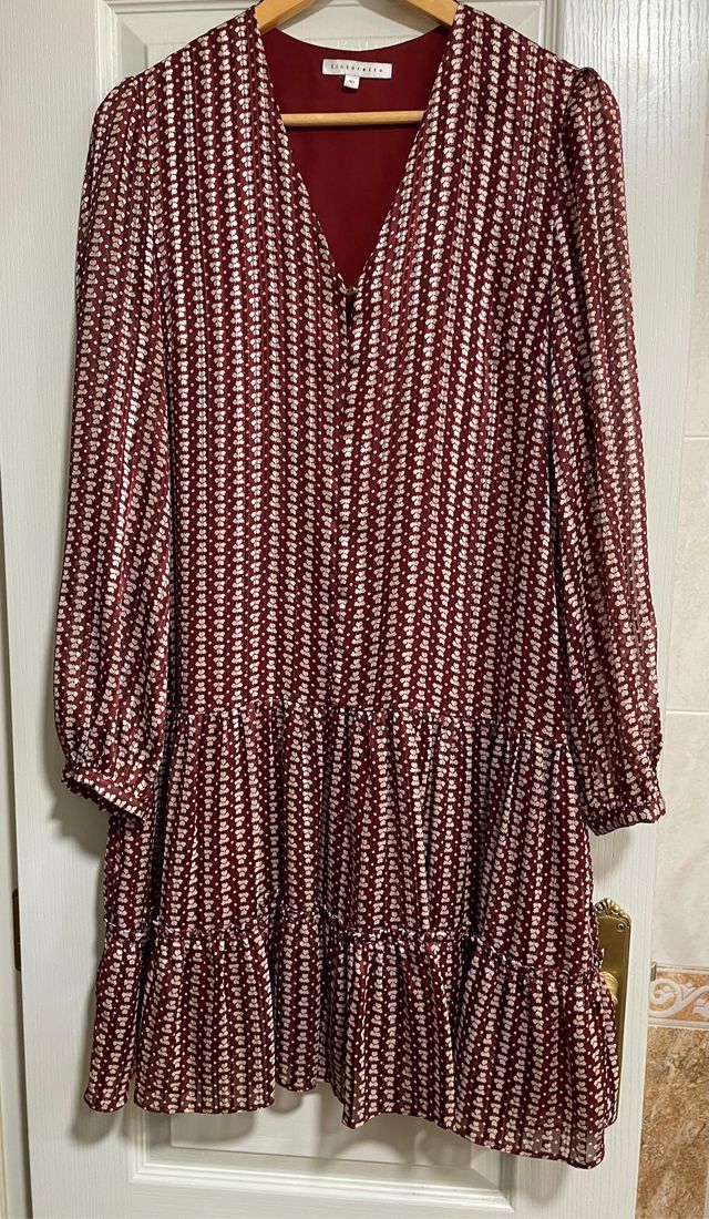 Vestido burdeos con florecitas  Tintoretto T 40