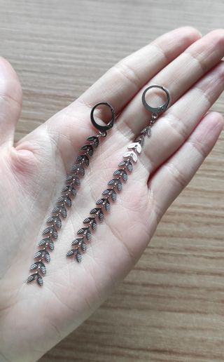 Pendientes acero inoxidable hojas