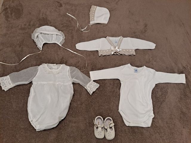 Conjunto bautizo talla 6 meses.