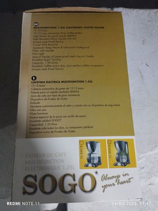 Cafetera eléctrica multifunción 1.25l SOGO
