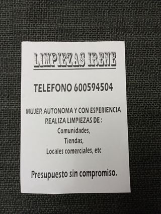 limpiadora de comunidades y otros
