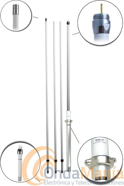antena colineal radio pro 144 / 433 7,2 m x 700
