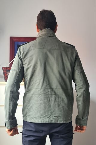 cazadora vaquera verde militar