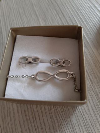 Pendientes y gargantilla  símbolo hasta el infinit