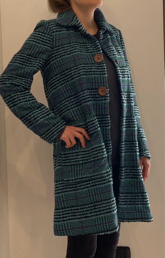 Cappotto tartan 60% lana sfoderato.taglia S