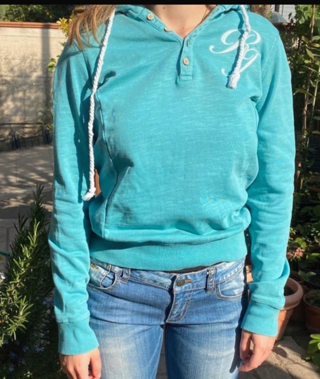 felpa con cappuccio RIFLE azzurra taglia S 