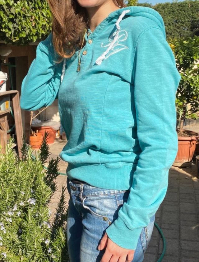 felpa con cappuccio RIFLE azzurra taglia S 