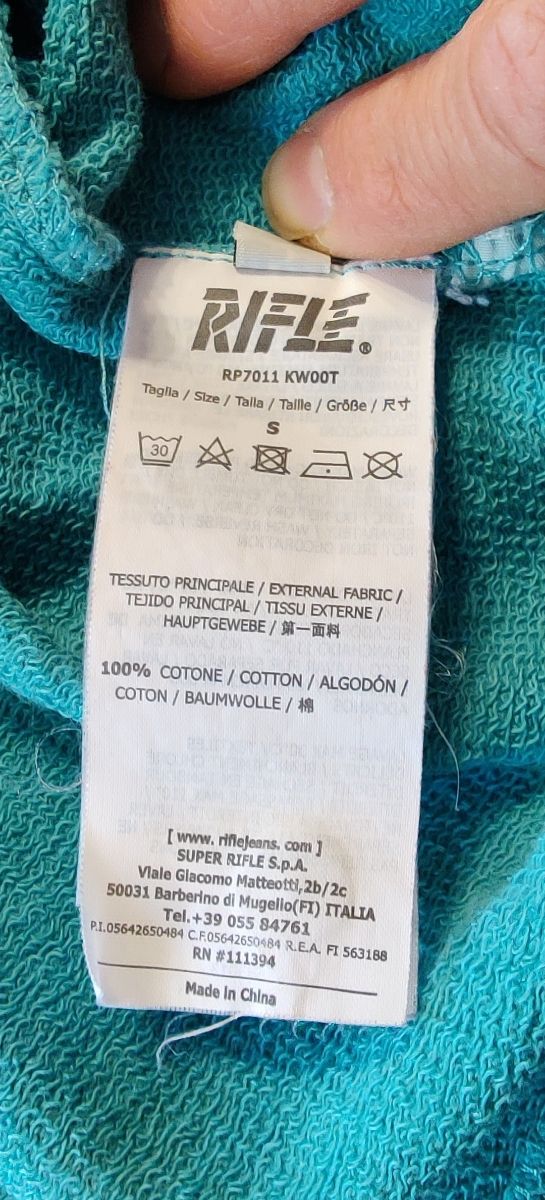 felpa con cappuccio RIFLE azzurra taglia S 