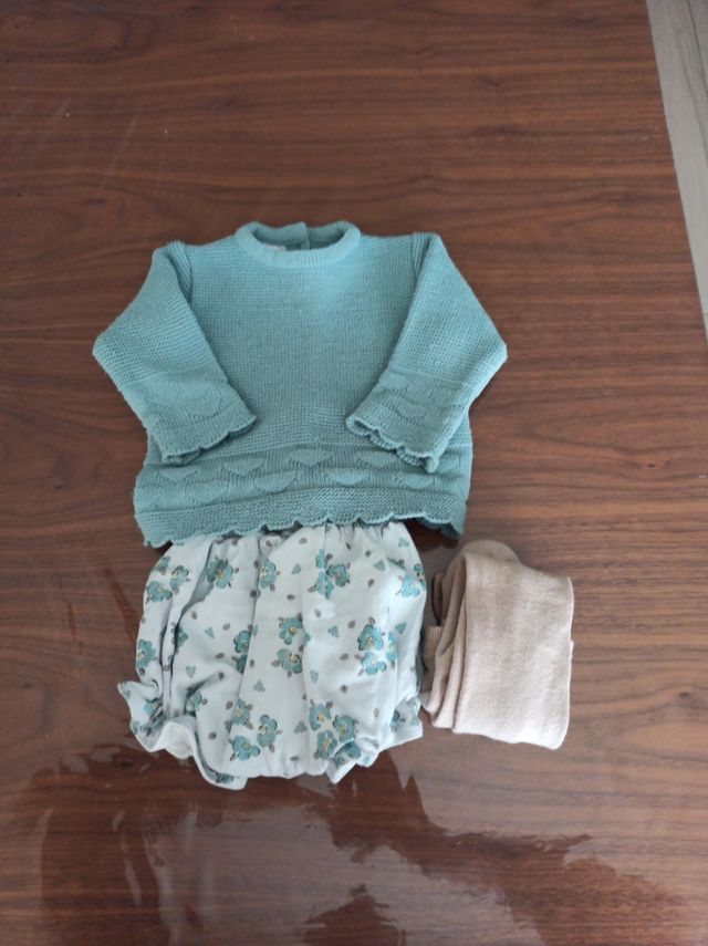 Conjunto Doña Carmen 6m verde agua y beige