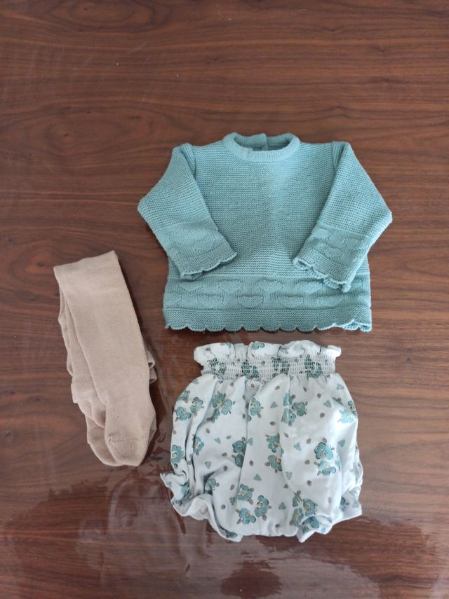 Conjunto Doña Carmen 6m verde agua y beige