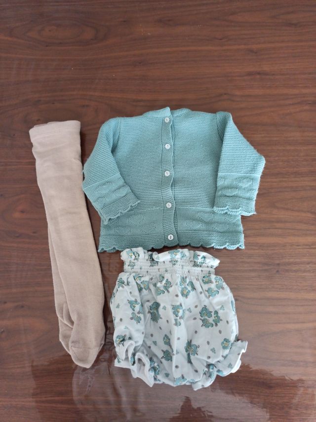 Conjunto Doña Carmen 6m verde agua y beige