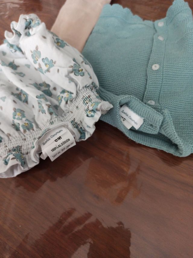 Conjunto Doña Carmen 6m verde agua y beige