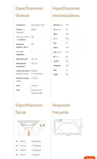 PAREJA DE MEDIOS 500W 8"