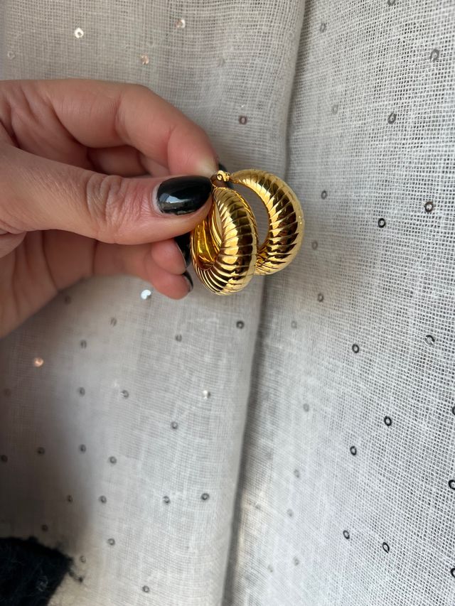 Cerchi orecchini acciaio gold dorato