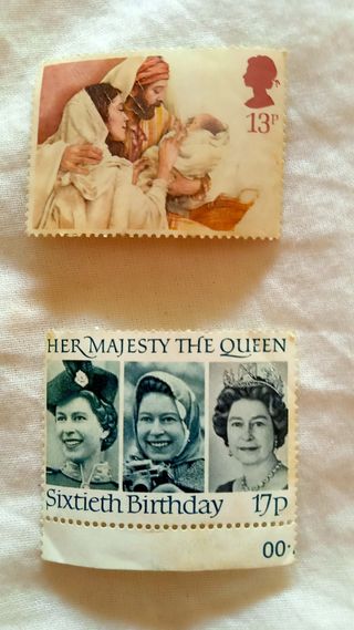 Sellos UK año1984y1986 60 cumple Reina ISABEL II