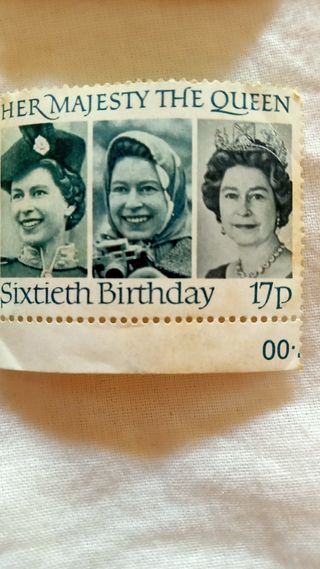 Sellos UK año1984y1986 60 cumple Reina ISABEL II