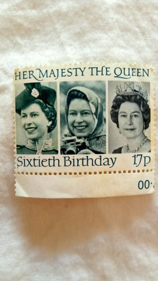 Sellos UK año1984y1986 60 cumple Reina ISABEL II