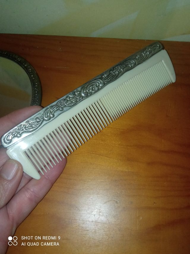 Juego Tocador Alpaca Antiguo