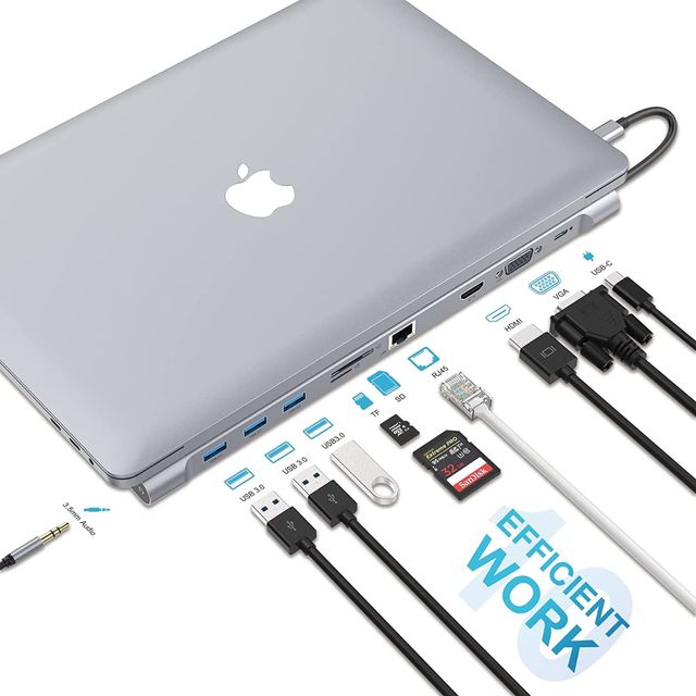 HUB 10en1 USB-C -NUEVO- USB3.0 -HDMI 4K - LAN RJ45