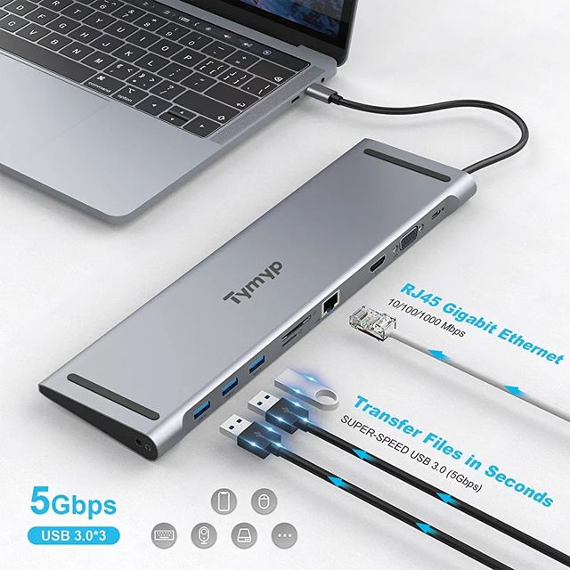 HUB 10en1 USB-C -NUEVO- USB3.0 -HDMI 4K - LAN RJ45