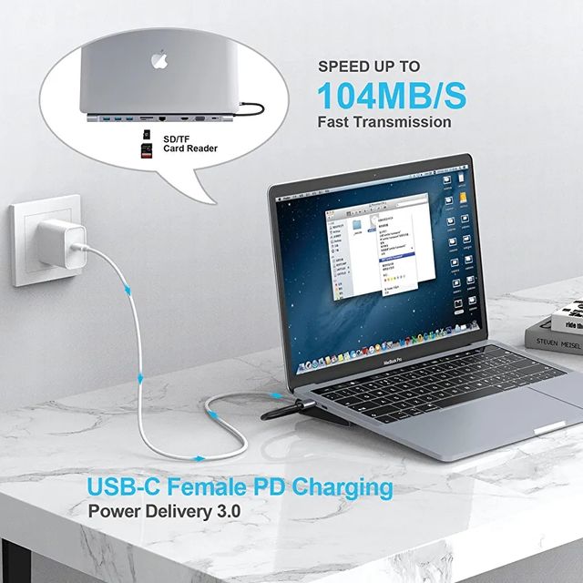 HUB 10en1 USB-C -NUEVO- USB3.0 -HDMI 4K - LAN RJ45