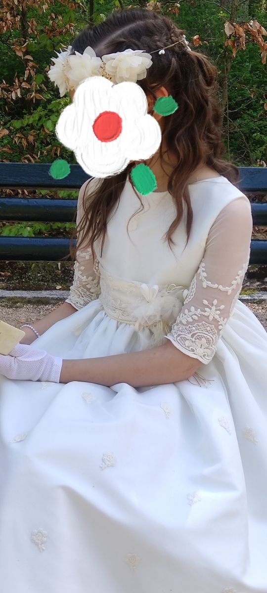 VESTIDO COMUNIÓN TIZZAS TALLA 115+CANCÁN DE REGALO