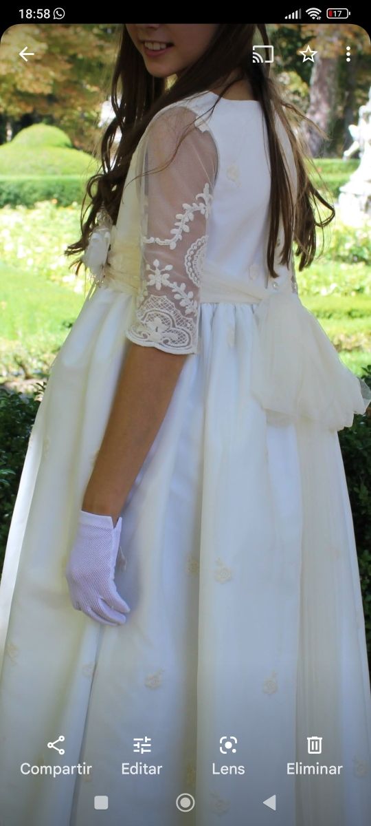 VESTIDO COMUNIÓN TIZZAS TALLA 115+CANCÁN DE REGALO