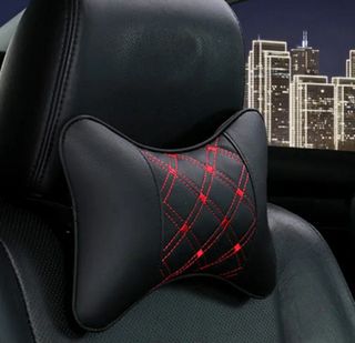Cojin Reposacabezas Asiento PIEL NEGRO/ROJO NUEVO 