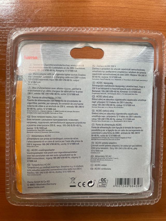 Adaptador AC/Dv Conversor casa / coche 12v