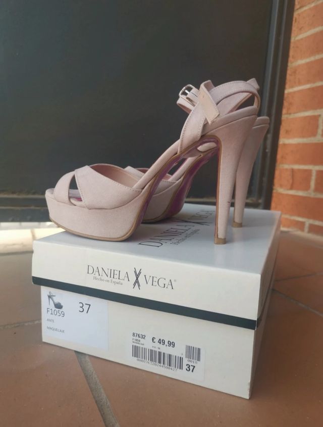 Sandalias de tacon rosa