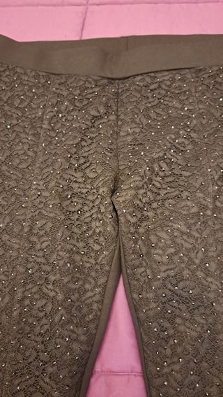 Leggings con encaje y brillantes negros