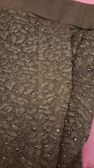 Leggings con encaje y brillantes negros