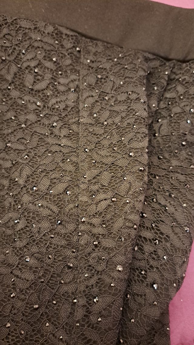 Leggings con encaje y brillantes negros