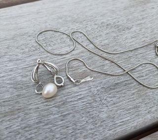 placcato oro bianco 18k perla vera collana pendent