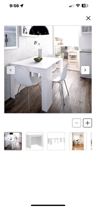 Mesa de comedor extensible kiona blanco reforzado.