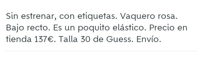 PANTALON GUESS VAQUERO ROSA PALO A ESTRENAR T.40.