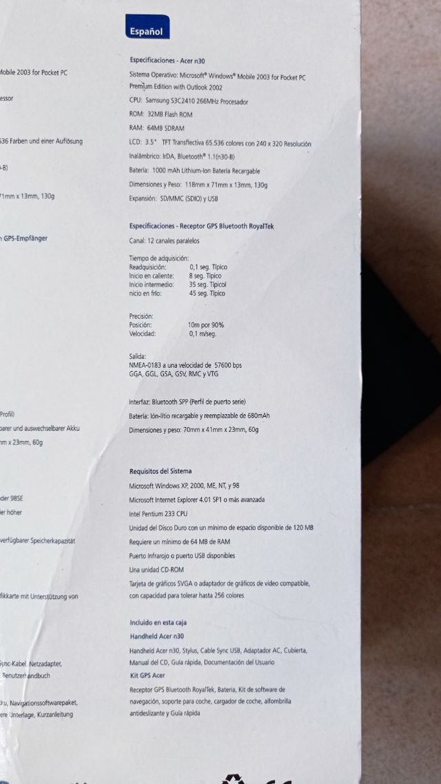 Acer n30 handheld Agenda electrónica con GPS