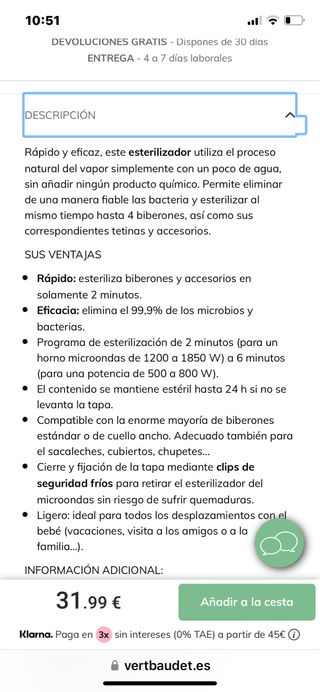 Esterilizador microondas al vapor PHILIPS AVENT