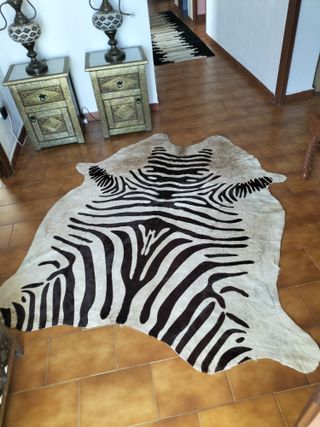 Alfombra piel de vaca y pelo natural 190 cm x 180