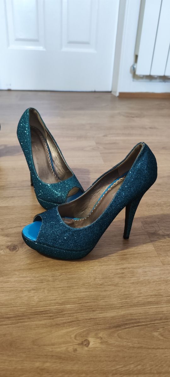 scarpe blu con glitter come nuove