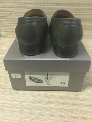 Mocasines de piel verde pino T-36