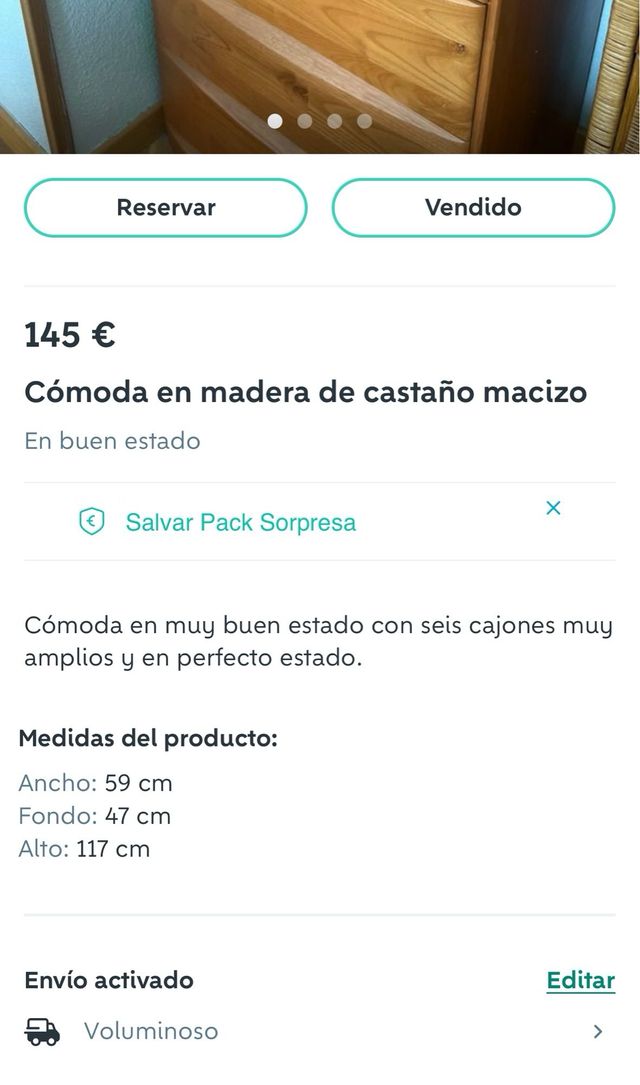 Comoda madera cerezo macizo