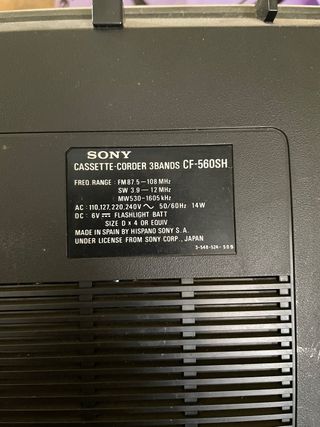 Radiocasete sony CF 560S años 70 antiguo