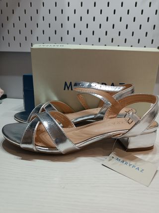 sandalias plateadas T.39