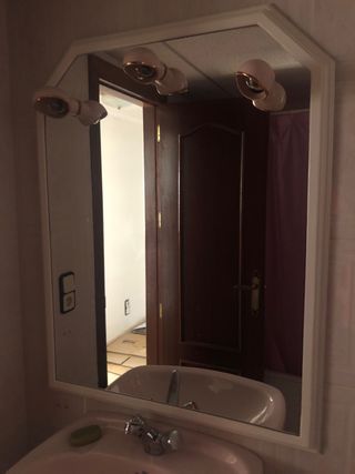 Espejo para baño lacado blanco y rosa