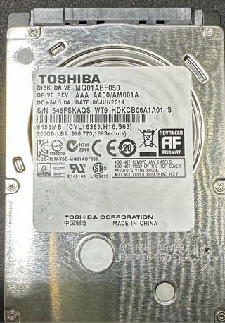 HD Toshiba 2,5gb de 500gb