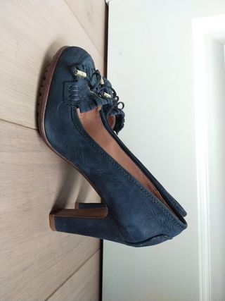 zapatos piel azul marino